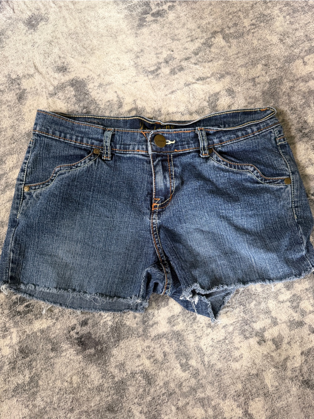 Jordache Y2K Blue Frayed Hem Cropped Denim Shorts